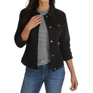 Riders by Lee Black Buttons Pockets Stretch Denim Jean Jacket